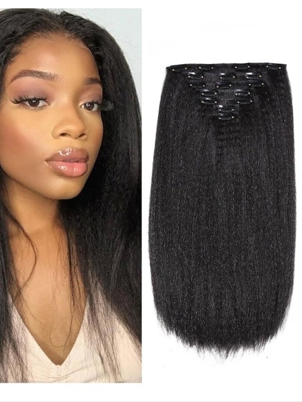 Straight Seamless Synthetic Hair 18 Inch 1 Pack (7pcs/set of 16 clips)